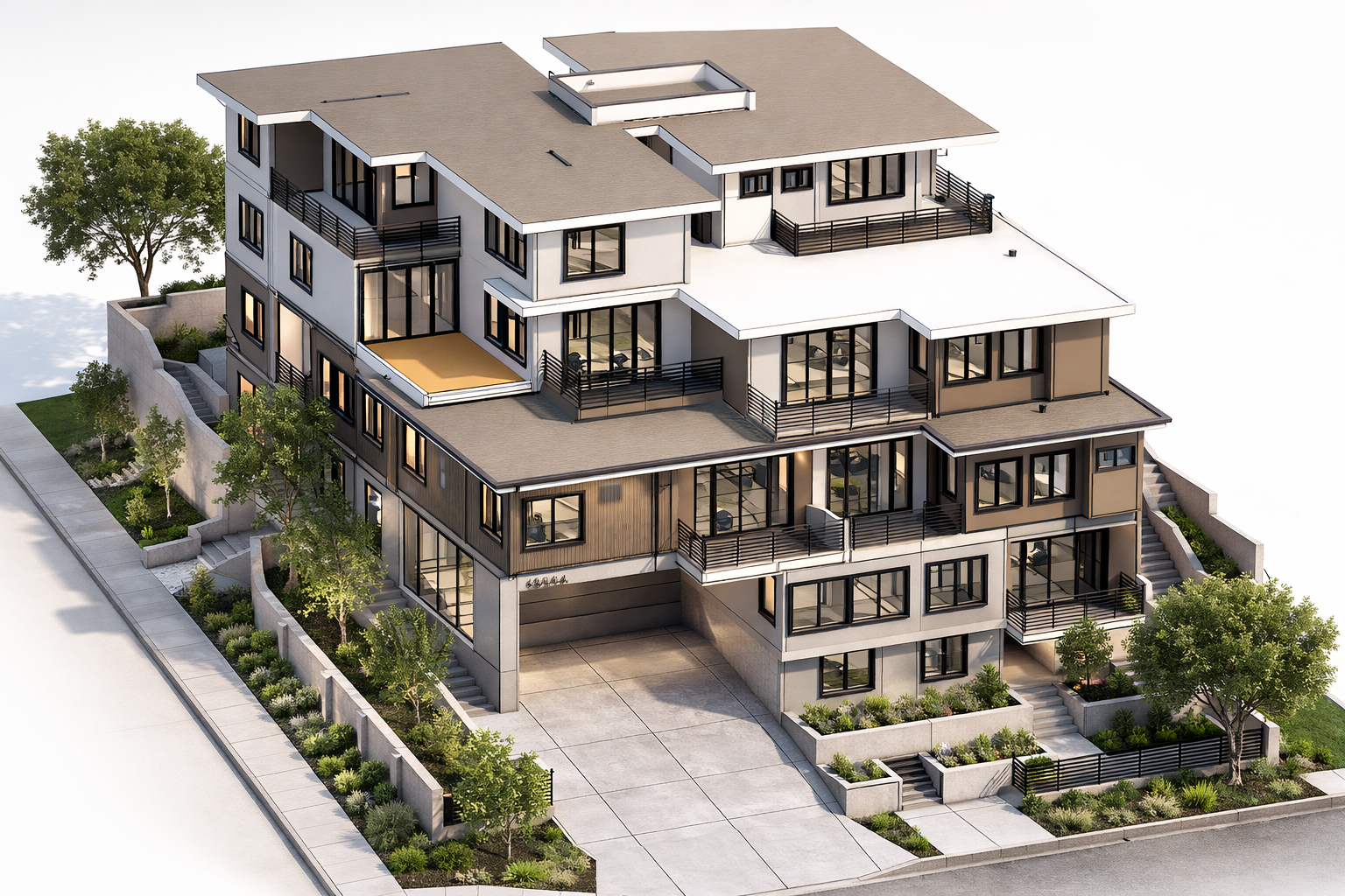 Point Loma — 3D Rendering, 13-unit coastal development